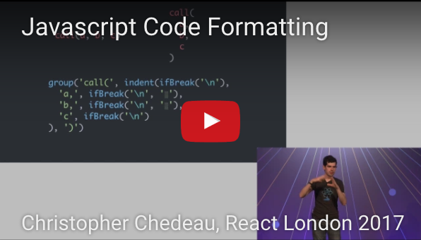 Formateo de código JavaScript por Christopher Chedeau en React London 2017